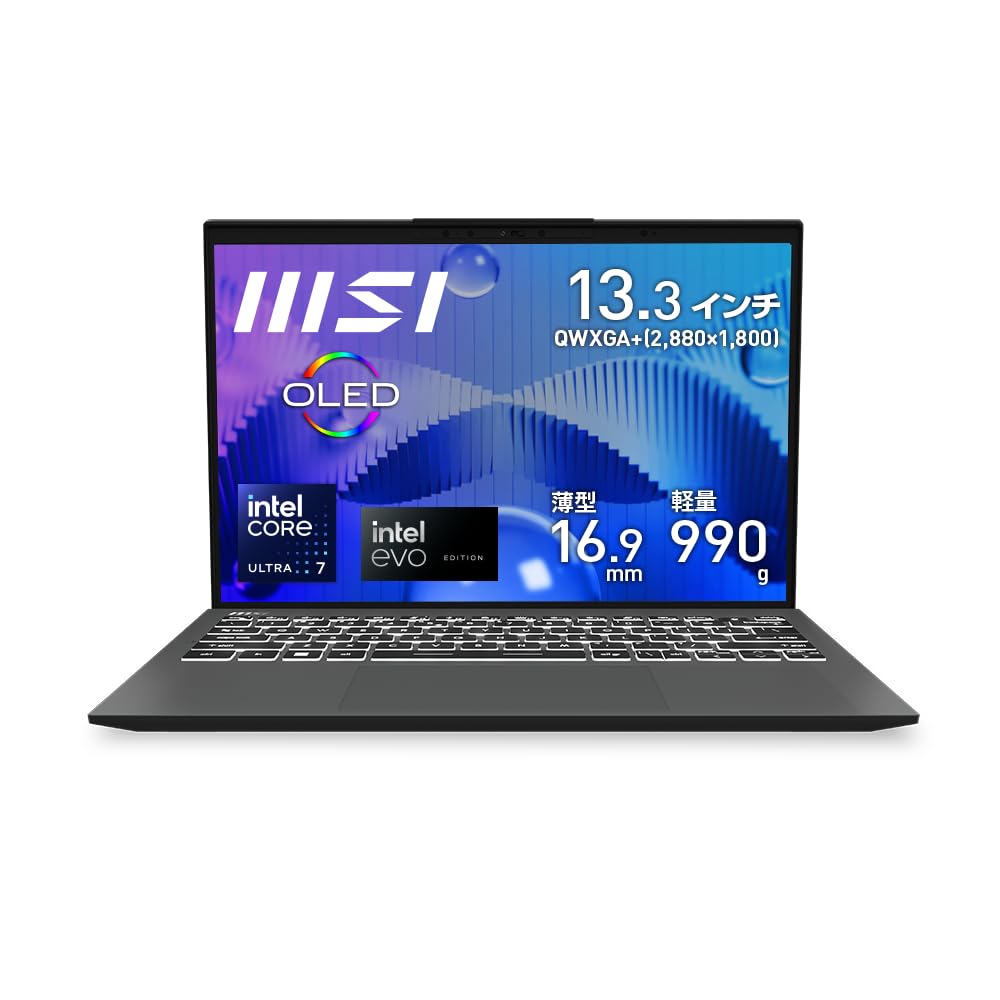 

compact and with latest Core Ultra7 organic EL MSI business notebook PC Prestige13AIEvo 990g inch True Black [Thin, ultra-lightweight 990g] [Equipped сірий колір