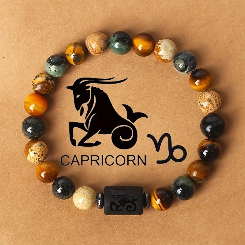 Bracelet Œil de Tigre & Pierre Image Douze Constellations