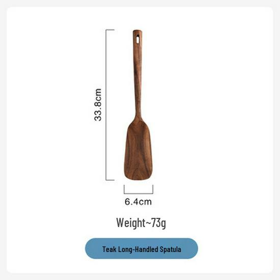 Little Wood Immortal Teak Long-Handle Slotted Spoon & Non-stick Stir-fry Spatula - Acacia Wood Kitchen Tool