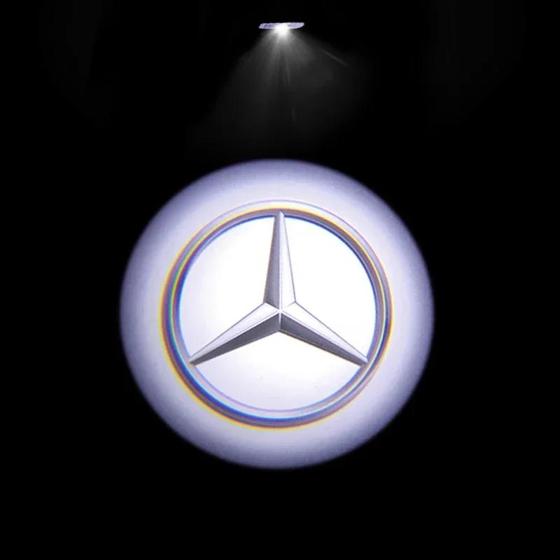 2pcs Car Door Welcome Light Led HD Projector Lamp Courtesy Lights For Mercedes Benz A C E Class GLE GLB GLC W205 W212 W213 X253