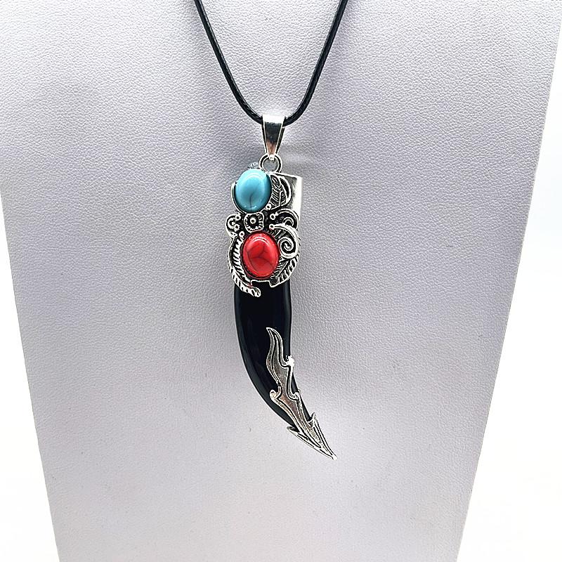 Fashion Brave Men's Pendant Necklace Vintage Bronze Wolf Tooth Alloy Pendant Necklace Fashion Choker Jewelry