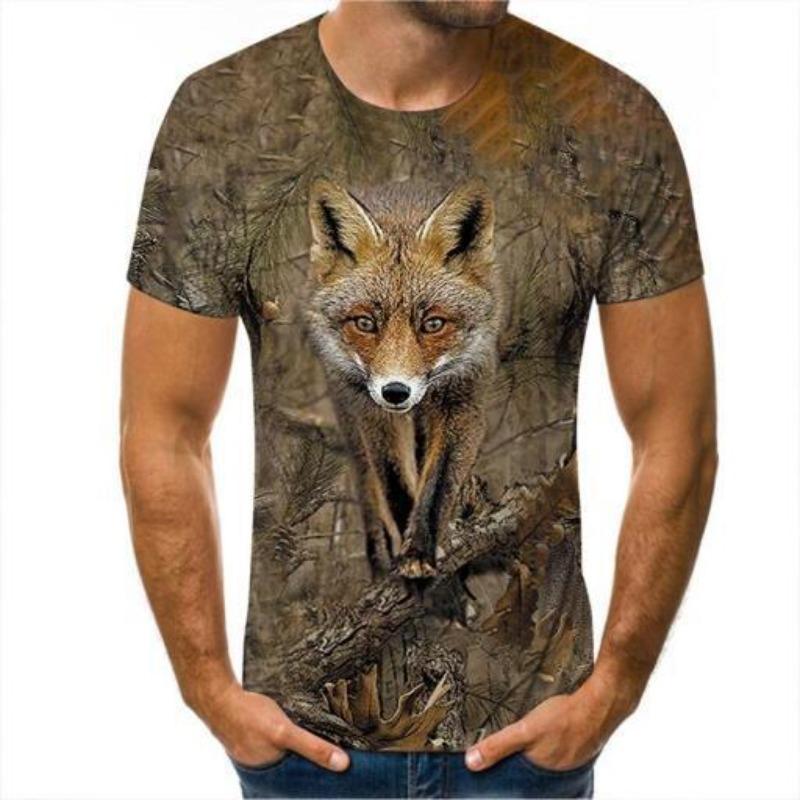 Fashionable 3D Printed Short Sleeved Trendy Personalized Animal Wolf Graphic Men's T-shirts