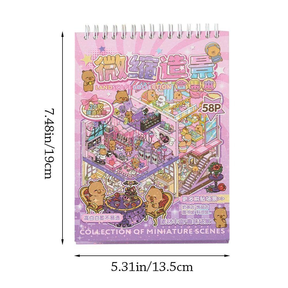 3D Miniature Scene Stickers Stacking Pasting Cartoon Cabin Scene DIY Sticker 20 Sences Landscape Sticker Collection Scrapbooking