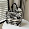 Stylish Striped Cotton And Linen Tote Bag For Women Large Capacity Fashionable Design