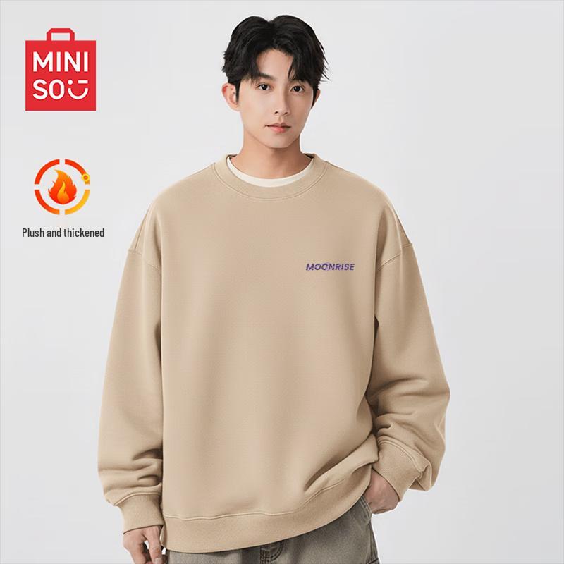 MINISO Men's Lamb Fleece Lined Crew Neck Sweatshirt