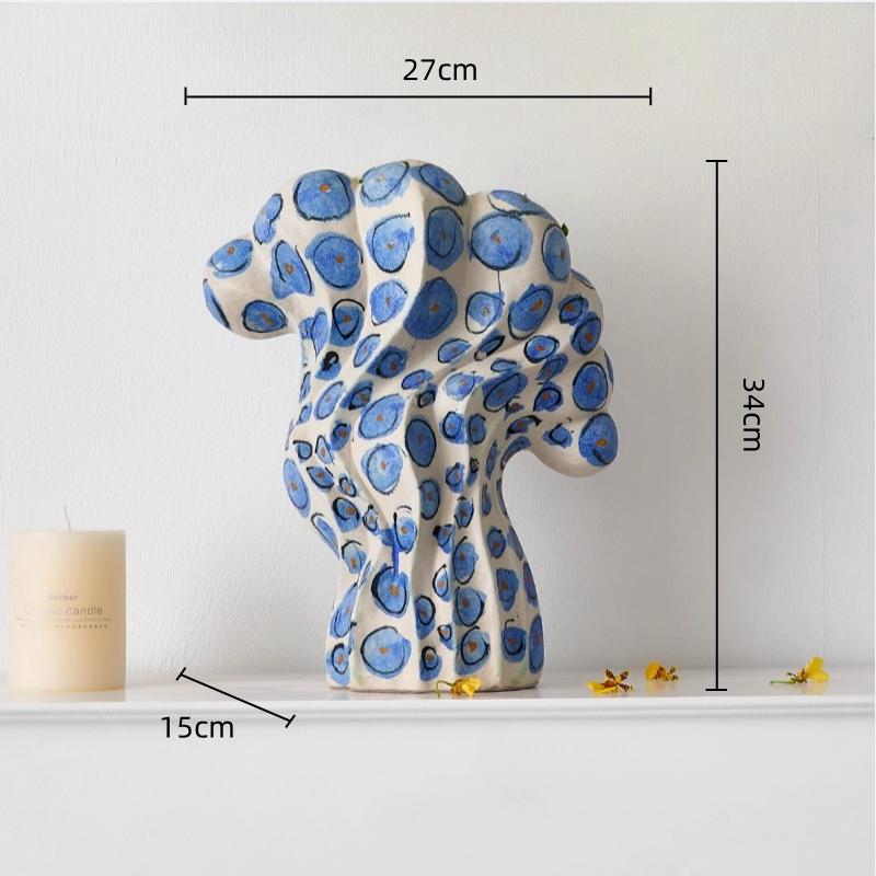 Керамическая ваза Ретро Ручная роспись Цветной фарфоровый горшок Неправильная Ручная работа Цветочная ваза Аксессуары для домашнего декора