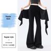 Women's 2026 Spring High-waisted Micro-flare Pants with Ribbon Detail: Slimming, Elastic, and Stylish