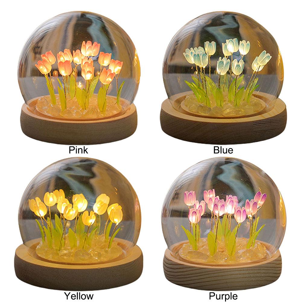 Artificial Tulip Flower Night Light Bedside Lamp Table Lamp Artificial Flower Lamp Bedroom Decor Christmas Birthday Gifts