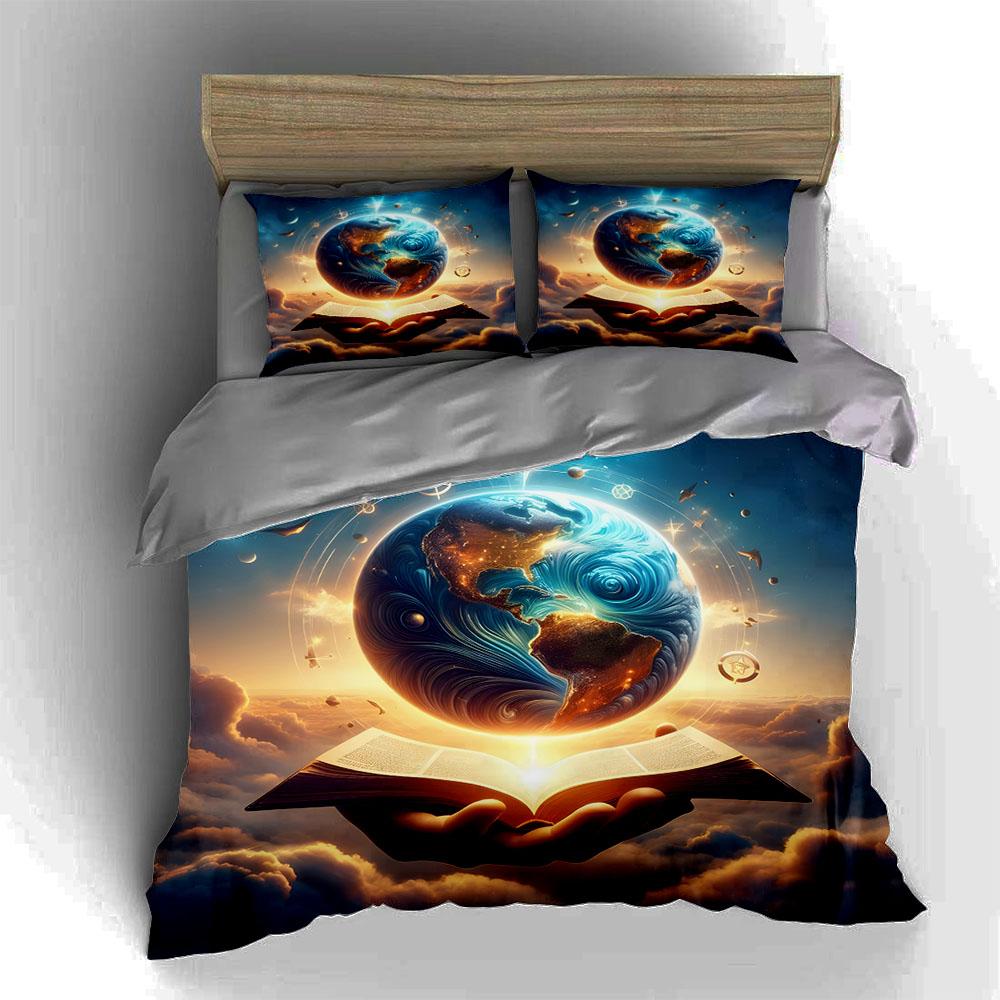 Glowing earth design. Bedding Duvet cover sets Duvet covers Pillowcases gifts (1 * Duvet Cover 2 * Pillowcases, without duvet insert)