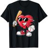 Funny Heart Playing Baseball Valentines Day Boys Girls Boys Girls T Shirt