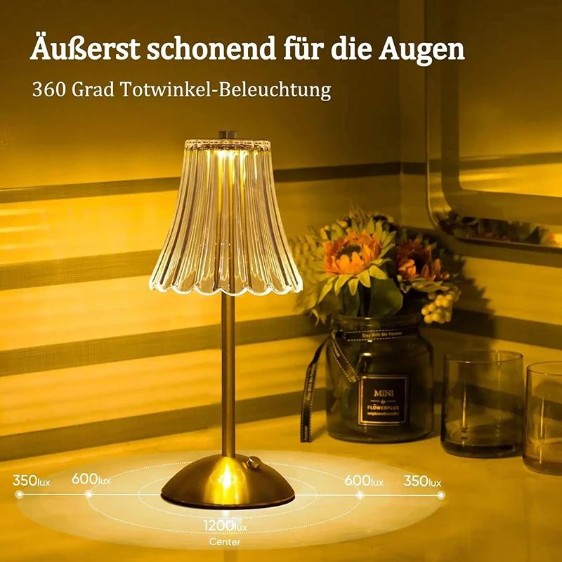 Luxury LED Table Light Touch Bedroom Rechargeable Night Lamp Bedroom Study Bedsides Atmosphere Decoration Glass LED Table Lamps