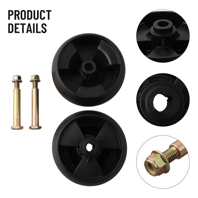 AD23-2Pcs DECK WHEELS 5Inch Deck Wheels And Axle Bolts For Hustler/Toro Ride On Mowers Garden Machine