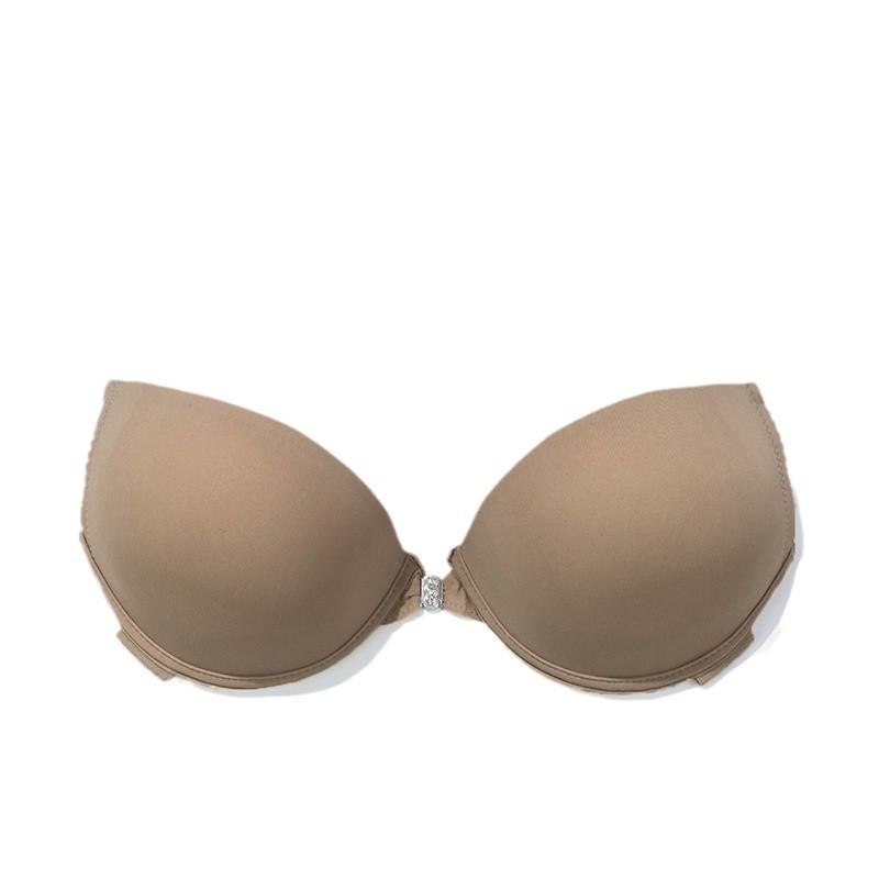 Push-Up Transparent Strap Rhinestone Backless Off-the-Shoulder Party Bandeau Bra