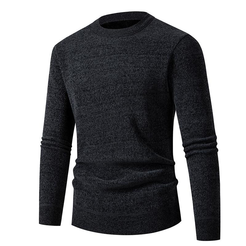 Winter Men's Business Casual Sweater Crew Neck Long Sleeve Plush Bottom Shirt