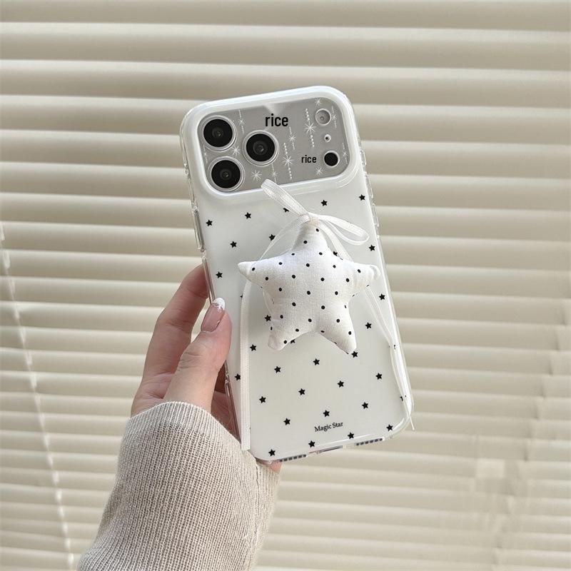 

Minimalist Polka Dot & Star Heart Stand Case for iPhone 17/16 Pro Max/15 Pro iPhone 17 Pro