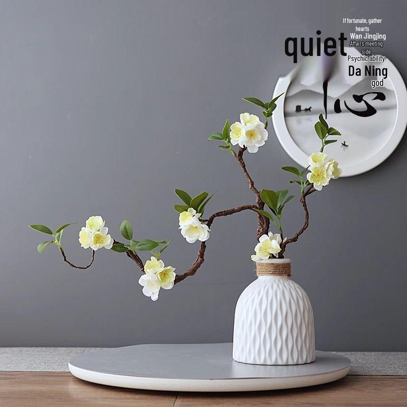 Zen Chinese Style Artificial Plum & Peach Blossom Flowers for Living Room & Foyer Decoration