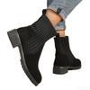 Fashion Women's autumn winter new thick heel short boots retro midsole simple comfortable daily casual knitted women's boots