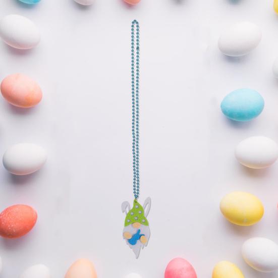 Easter Necklace Cute Bunny Carrots Colorful Egg Chick Pendant Exquisite Elegant Festival Dress-Up Carnival Decoration Plastic Beaded Chain Easter