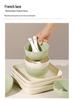 Cream Aesthetic Embossed Ceramic Tableware Set: Rice Bowl, Dish Plate, Fish Plate, Soup Bowl, Noodle Bowl.