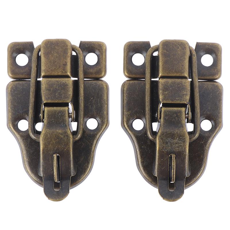 2Pcs Jewelry Chest Box Antique Metal Buckle Suitcase Case Toggle Lock Hasp Latch