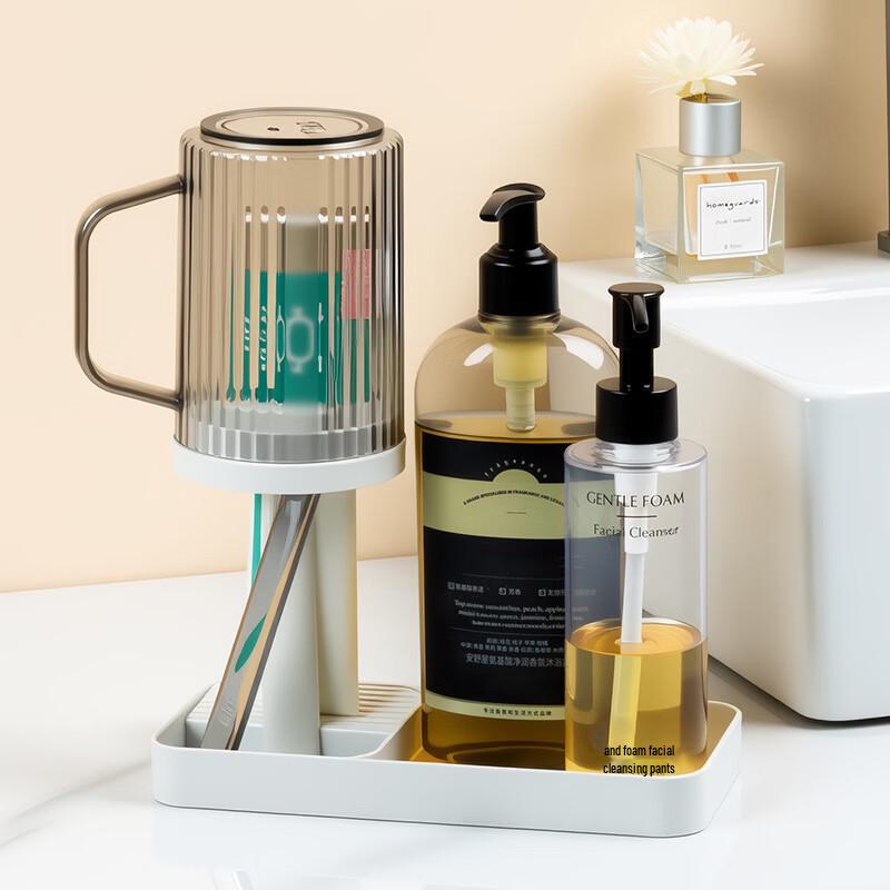 No-Drill Toothbrush Holder & Mouthwash Cup Set