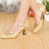 Elegant New Fashion Lady Latin Bling Sandals With Low Heel For Ballroom Dancing