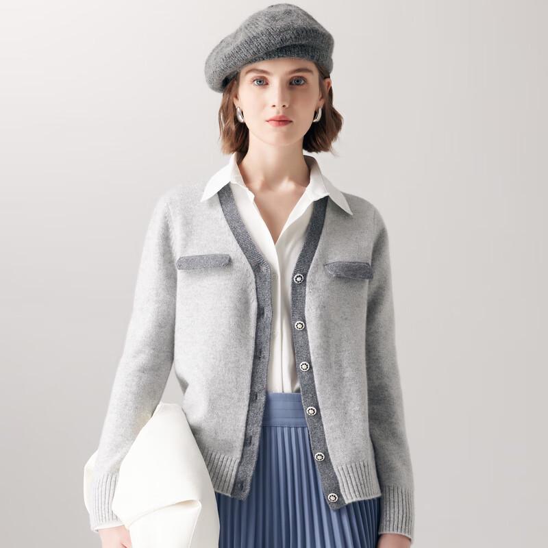 

PALUOPO Women s 100% Cashmere Patchwork Striped V-Neck Cardigan XL