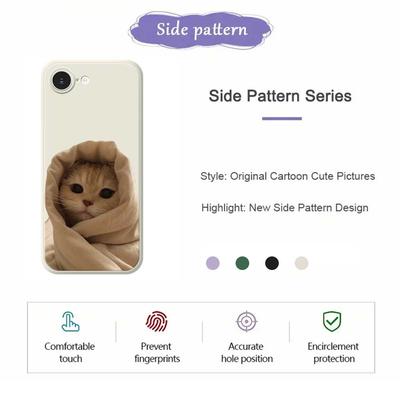 Pour iPhone 16e Étui Motif Chat Enveloppé Impression Bord Droit TPU Coque Arrière de Téléphone
