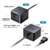 Sanwa Supply GaN Power Strip with USB Fast Charging, PD67W, TAP-B111C3BK