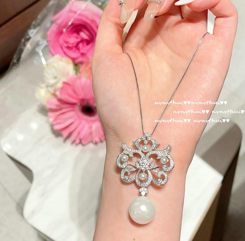 Illusion Iris Gem Pearl Necklace, Tahiti, Sea Bead Flower Zircon Ring, Set