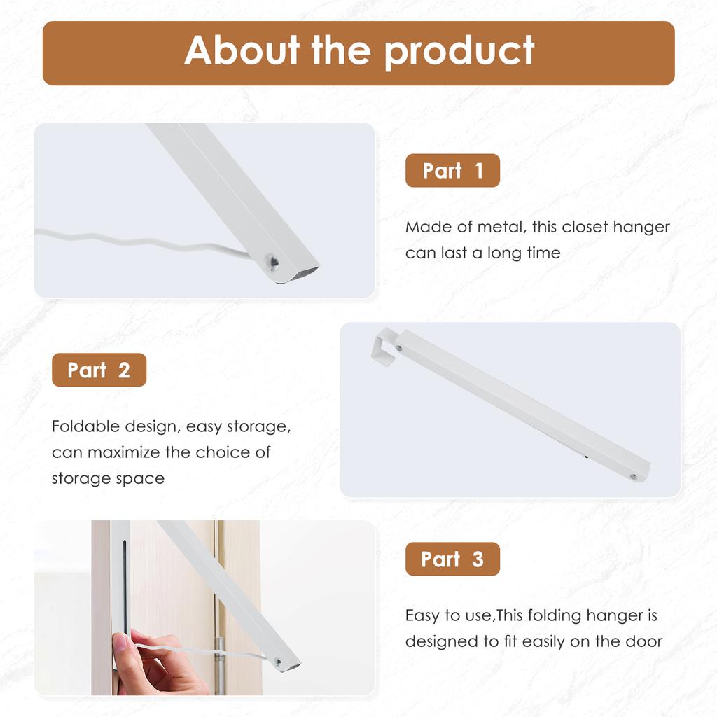 2/4PCS Clothes Drying Rack Wall Mounted Foldable Clothes Hanger Organization Storage Backpacks Hanger Rack for Dorm Laundry Room