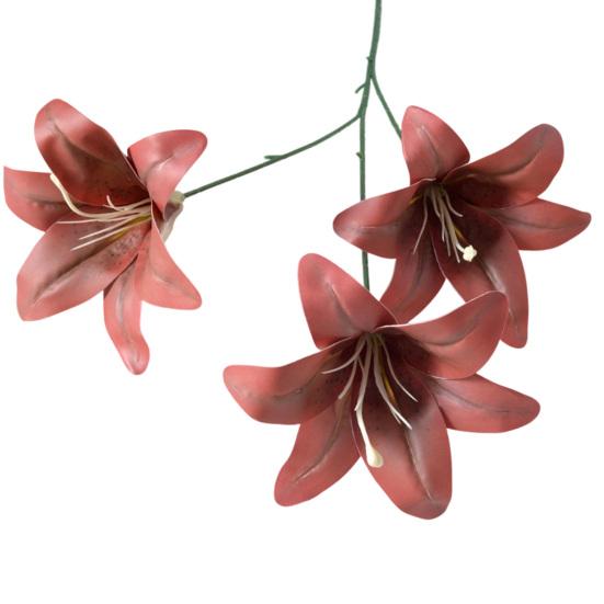 Artifical Lily Flowers with 3 Heads Full Bloom Real Touch Long Stem Fake Lily Bouquet for Home Hotel Flower Arrangement Wedding Party Decor