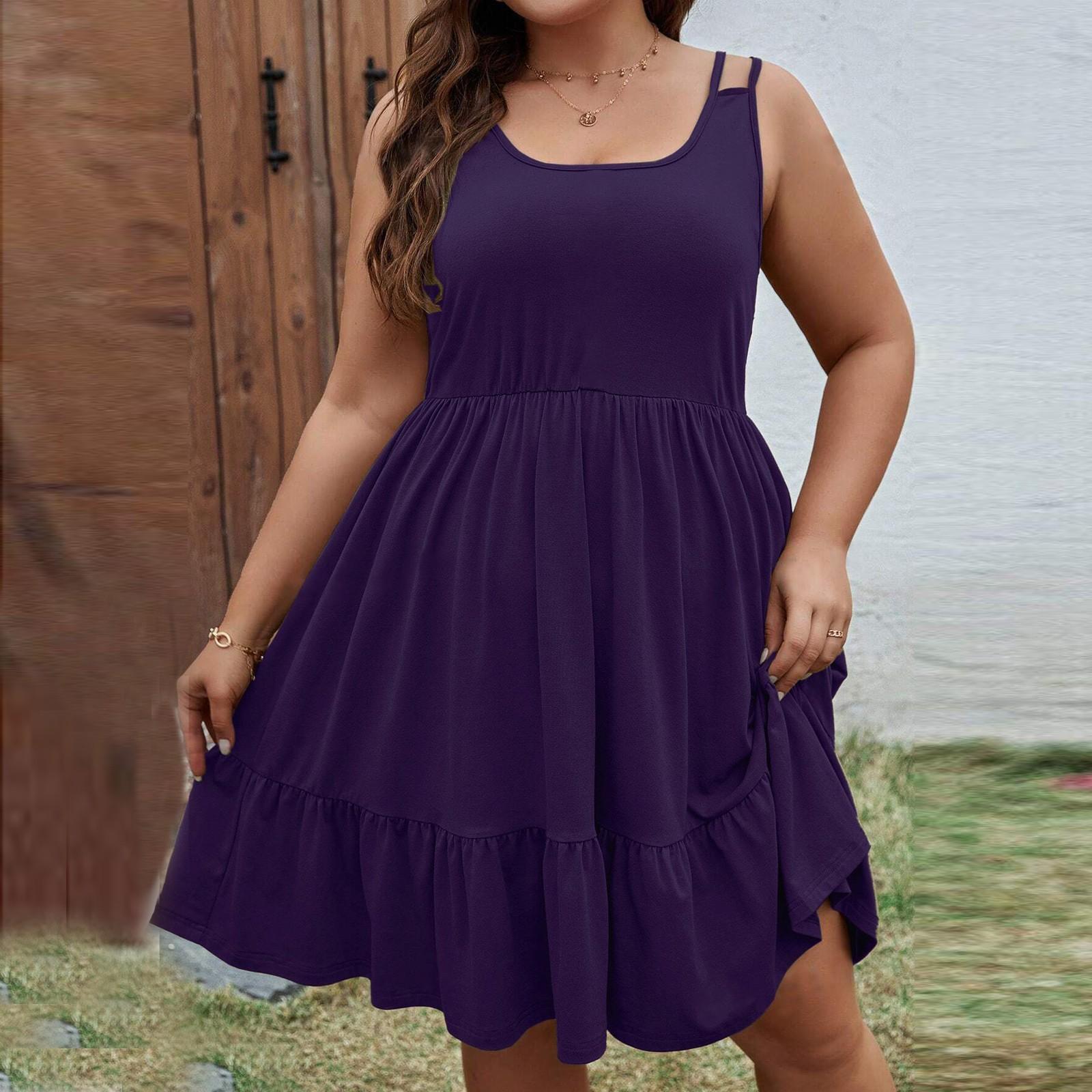 

Женское летнее повседневное платье А-силуэта, многоуровневые сарафаны без рукавов, наряды для пляжного отдыха XXL