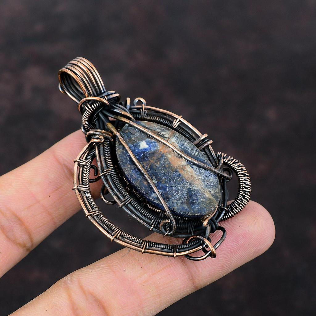 Sodalite Pendant Copper Wire Wrapped Pendant Natural Gemstone Pendant Sodalite Jewelry Amazing Pendant Handmade Copper Jewelry Wedding Gift