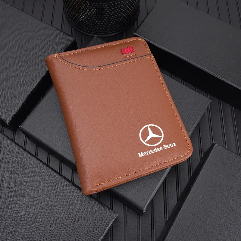 CRW1 Leather Car Men's Wallet Motor Vehicles Card Ticket Storage Bag For Mercedes Benz A C E S G Class GLC CLE CLA GLB GLS W177