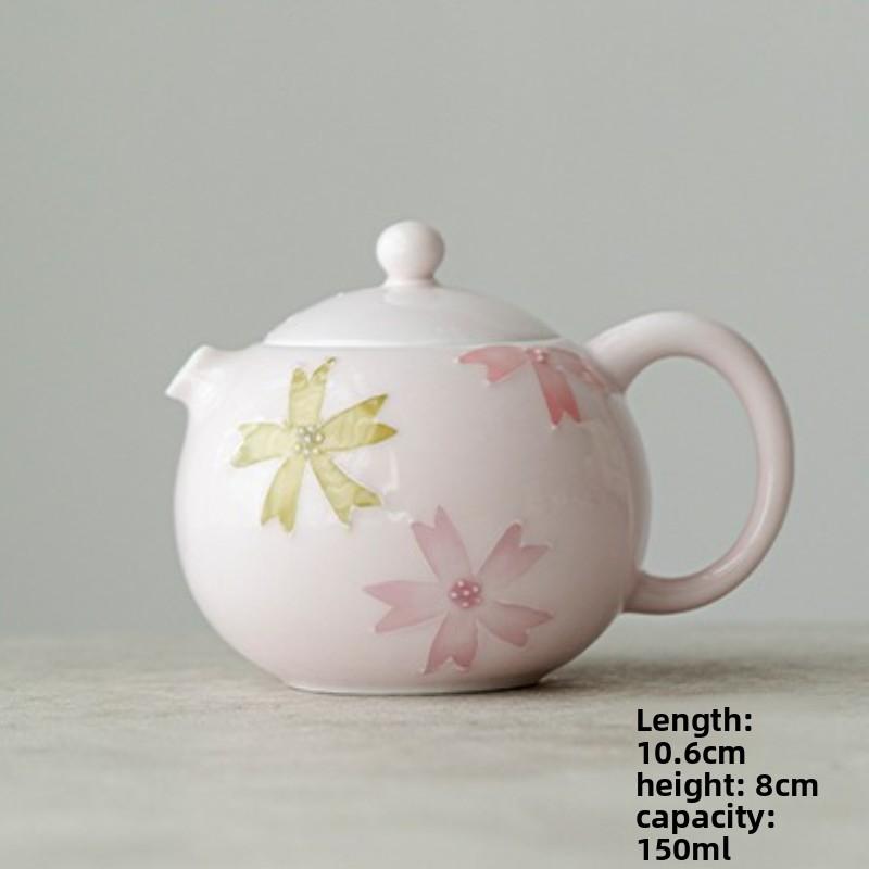 Handbemalte Unterglasur Rosa Sakura Xishi Teekanne Luxus Keramik Teeset für den Heimgebrauch