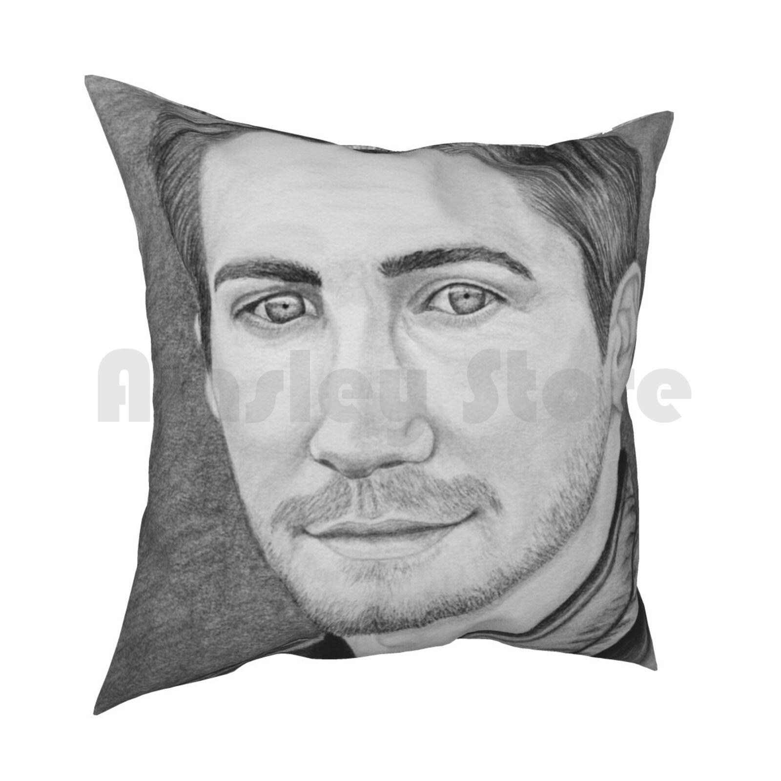 Jake Gyllenhaal Portrait Pillow Case Printed Home Soft DIY Pillow Cover Actor Movies Portrait Jake Gyllenhaal Prince Of 30x30cm 12x12in