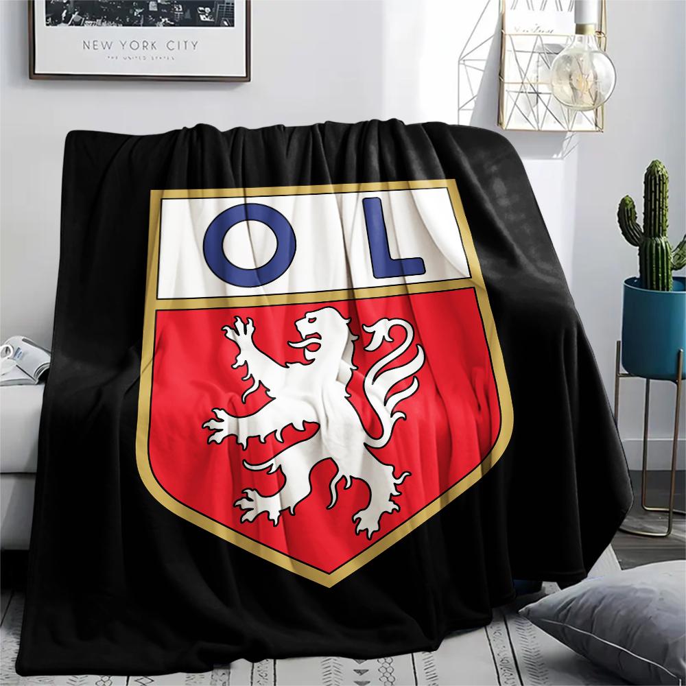 Olympique Lyonnais, Manta de Franela con Patrón, Alta Calidad, Cómoda para Todas las Estaciones, Decoración del Hogar, Calidez y Comodidad, Perfecta para Regalos.