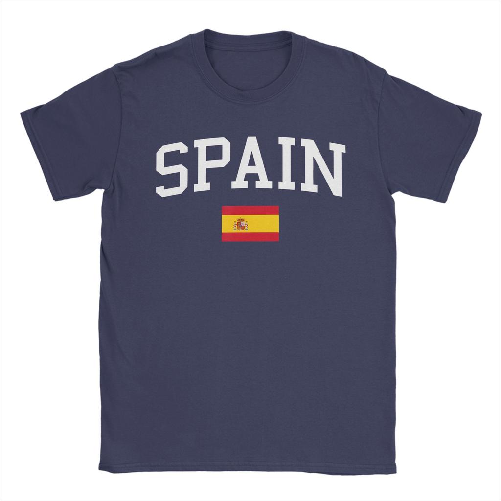SPAIN Flag Vintage Distressed Cotton T Shirt For Men Summer Streetwear T Shirts Crewneck Fashion Tees Big Size Casual Clothes