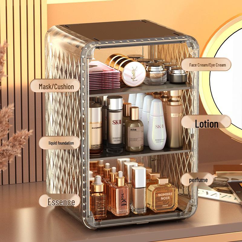 Transparent Dustproof Cosmetic Storage Box for Skincare and Makeup