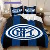 Biancheria da letto con sfondo stemma Inter Milan (1 * copripiumino + 2 * federa, senza nucleo) Set biancheria da letto morbido e confortevole Regalo di Natale compleanno