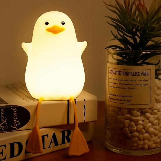 The Purple Tree Acrylonitrile Butadiene Styrene Cute Duck LED Night Lamp, Kids Room Light with Timer, Touch Control, Rechargeable, Seagull Lamp, Gifts