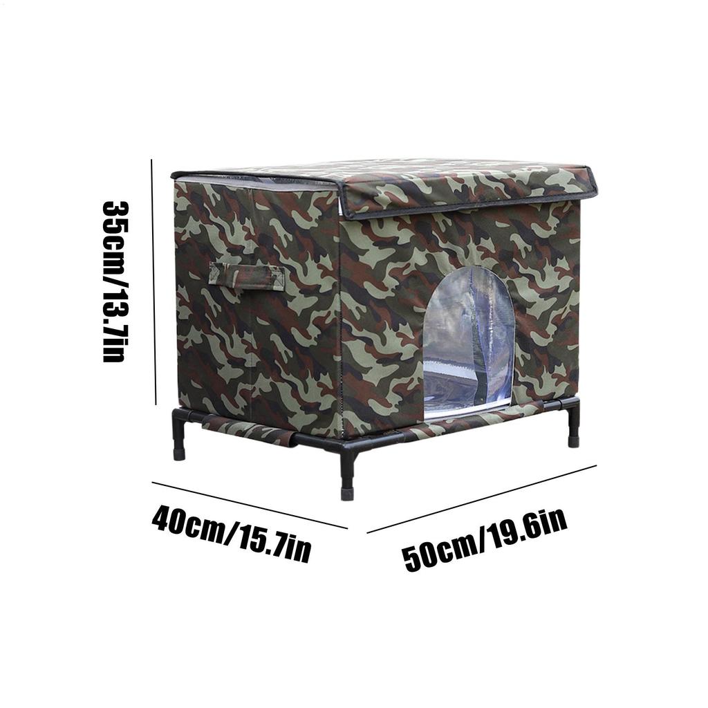 Outdoor Cat House Warm Insulated Tent Raised Base Cat House Outdoor Weatherproof With Transparent Window For Dog Kitten Chicken