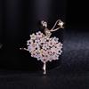 Rinhoo Fashion Ballet Girls Crystal Brooches For Women Cute Rhinestone Gymnastics Ladies Dancer Enamel Pins Figure Badge Jewelry