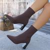 Solid Elastic Socks Boots Women 2025 Autumn Breathable Knitted Fabric High Heel Boots Sexy Pointed Toe Dress Party Shoes