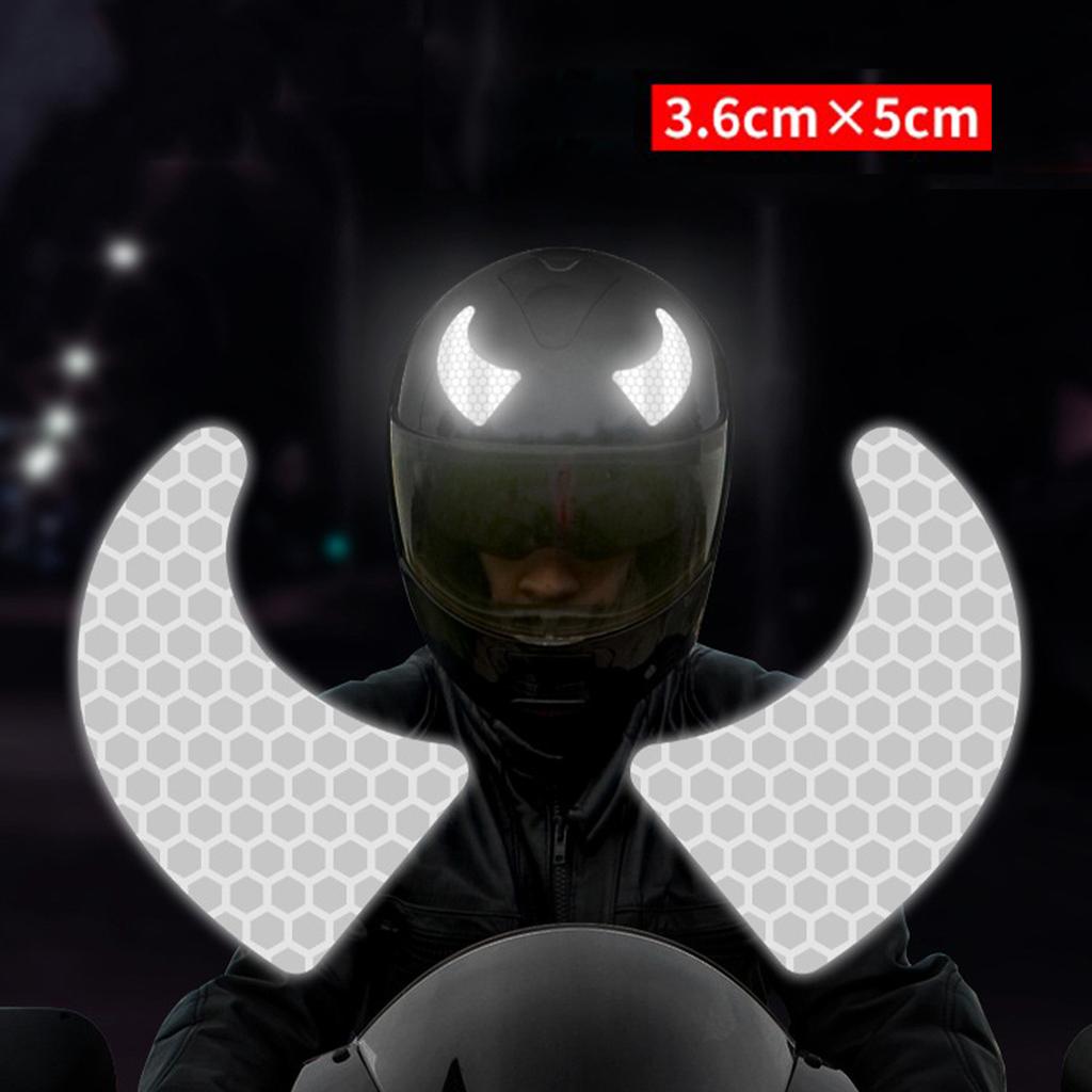 New Creative Waterproof Glasses Devil Horn Motorcycle Helmet Decal Night Warning Sign Reflective Sticker Exterior