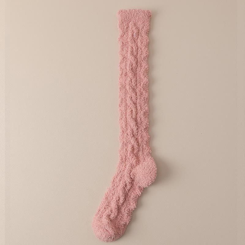Women's Coral Fleece Knee-High Warm Socks - Velvet Lined, Non-Shedding, Thick for Autumn & Winter