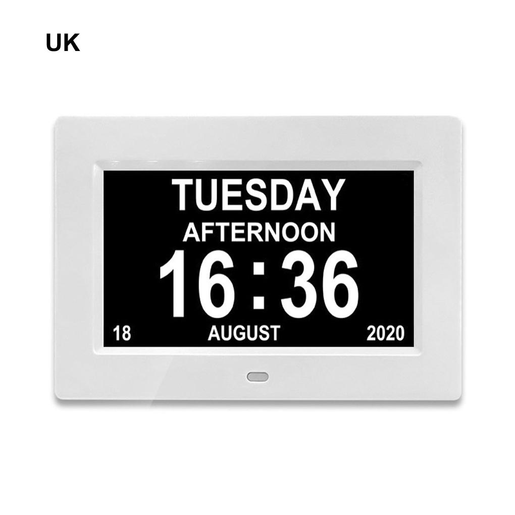 7inch Digital Calendar Alarm Clock Automatic Dimming 8 Languages Large Dementia Alzheimers Medicine Time Reminder for the Elders