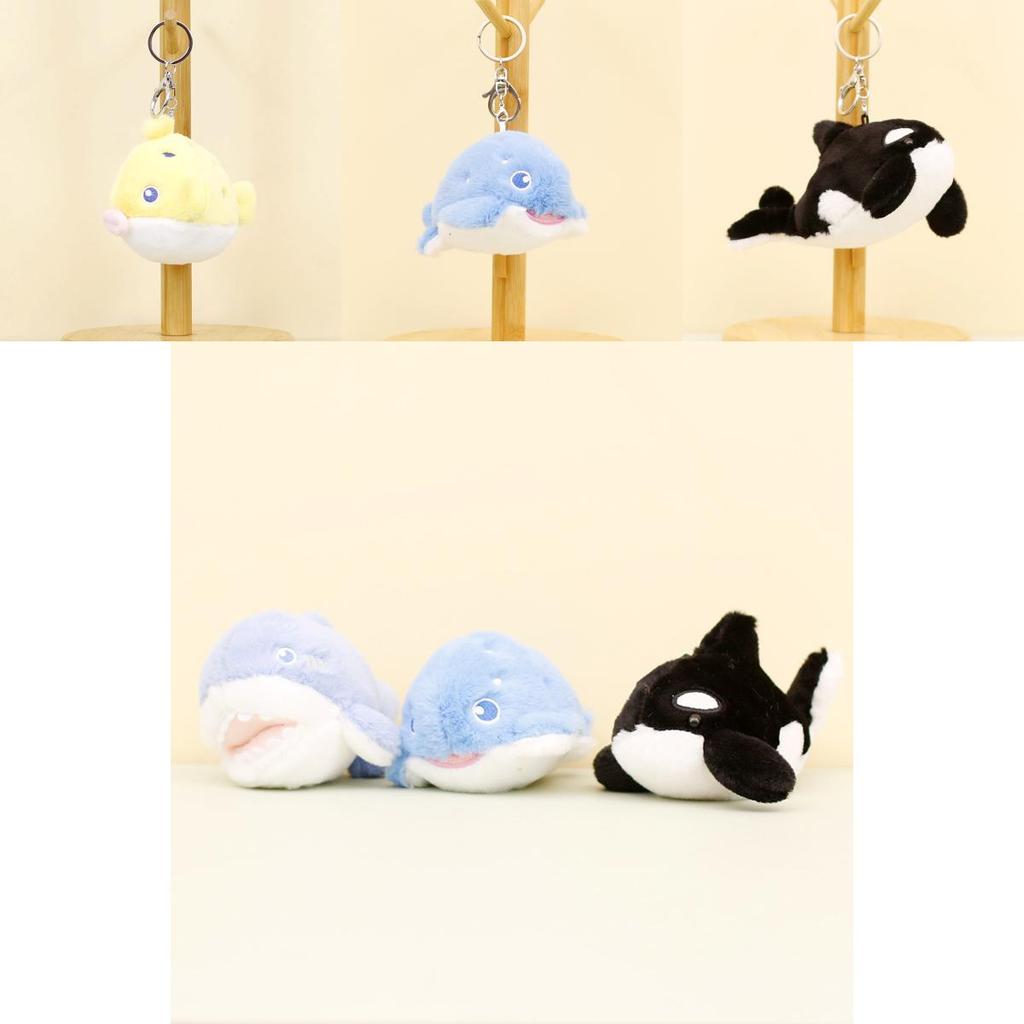 Adorable Marine Animal Plush Keychain 12cm Cute Shark Whale Dolphin Stuffed