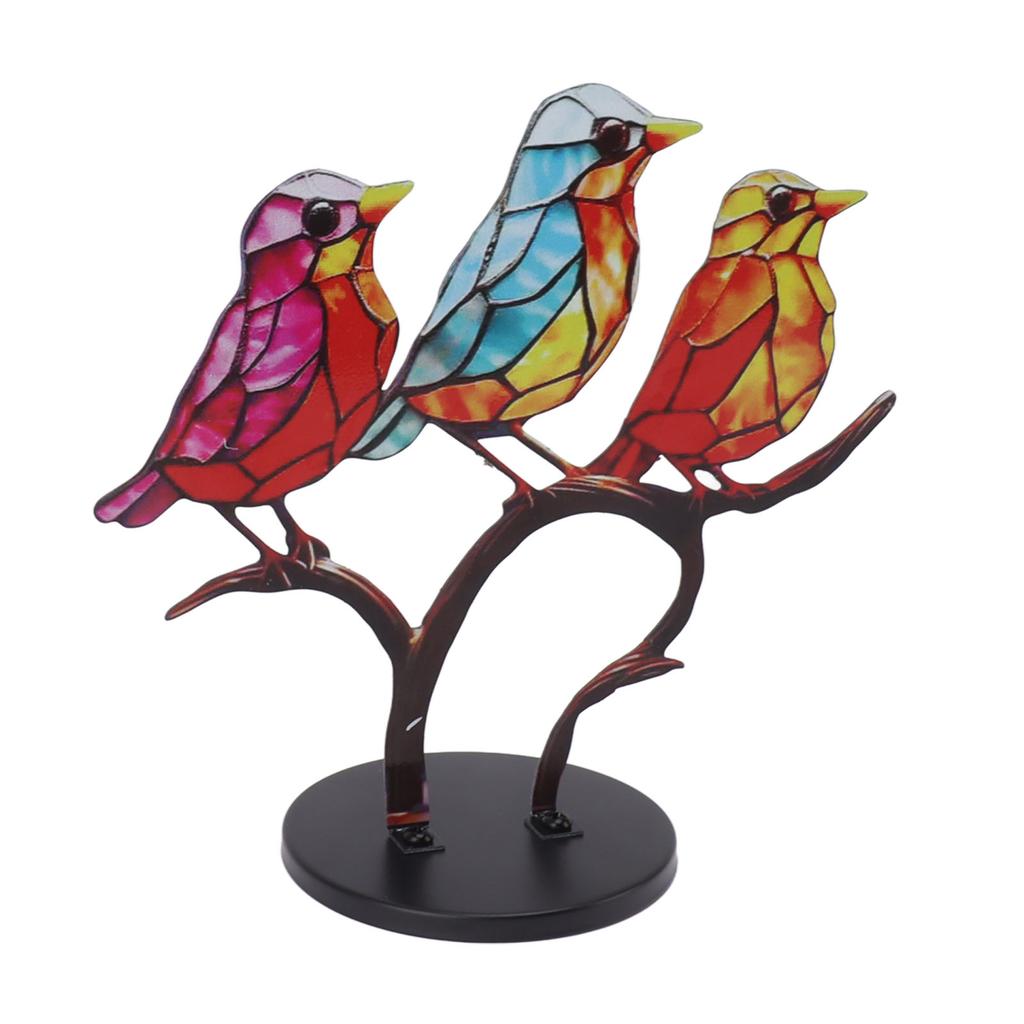 Birds On Branch Desktop Ornaments Iron Double Painted Bird Colorful Birds Ornament Tablet for